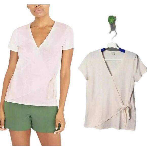 J. Crew Tie Wrap T Shirt Womens Size Small Subtle Pink V neck Short Sleeve NWOT - Picture 1 of 9